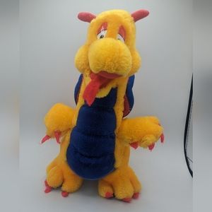 Ganz Dragon Plush Stuffed Animal Toy Yellow Blue Red 12 ” Vintage